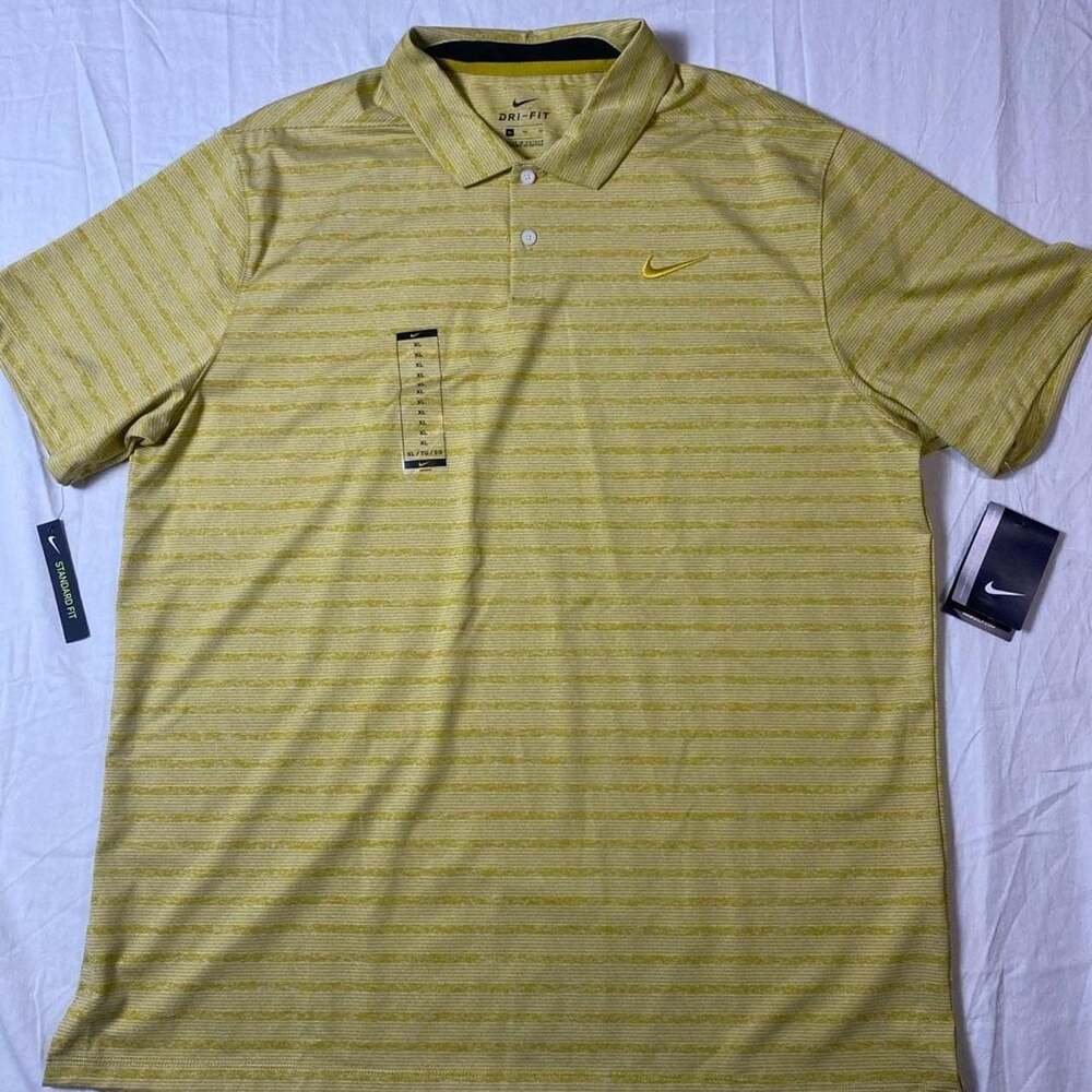 Nike Vapor Stripe Golf Polo Shirt Saffron Quartz Yellow XL